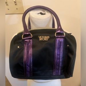 Victoria’s Secret Black And Purple Satchel Small Bag